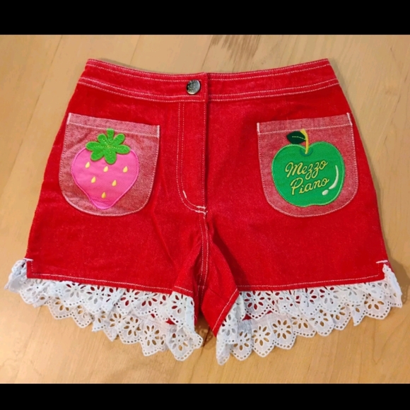 Vintage Mezzo Piano Embroidered Shorts, Size 130cm - Picture 1 of 3